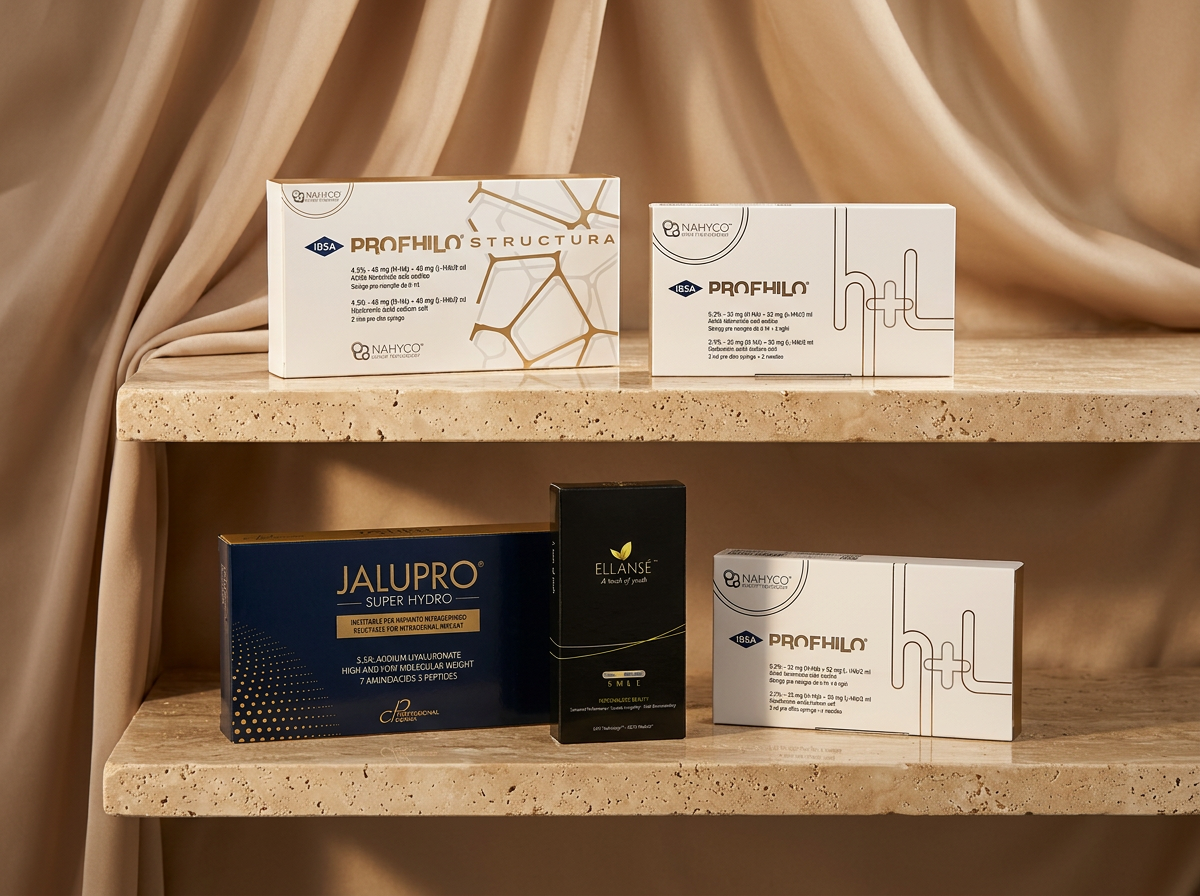 ModStyle aesthetic products arranged on a luxury clinic shelf